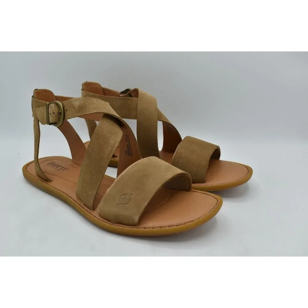 Born Womens‎ Size 9 Neil Gladiator Taupe Suede Sandals Shoes